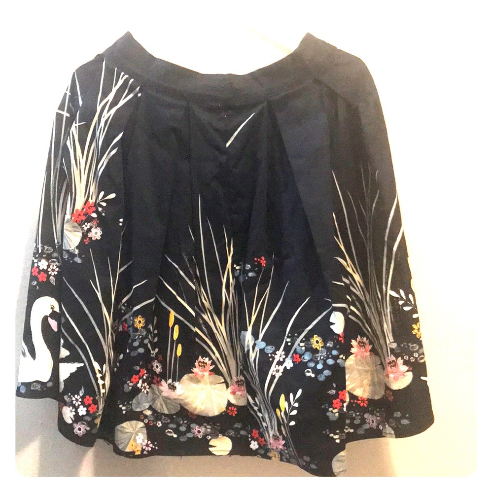 Botanical Print Box Pleated Skirt